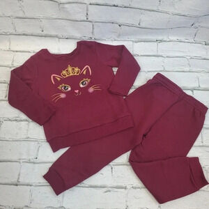 Cat Queen Girls Fleece Lined Sweatshirt and Sweatpants Matching Set